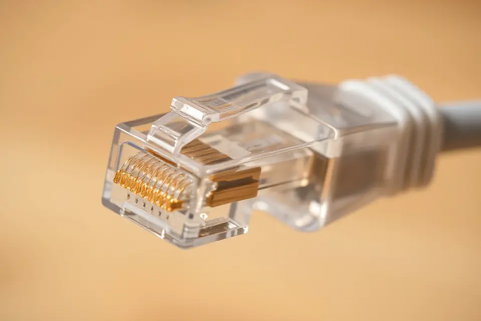 intricate network cable close up