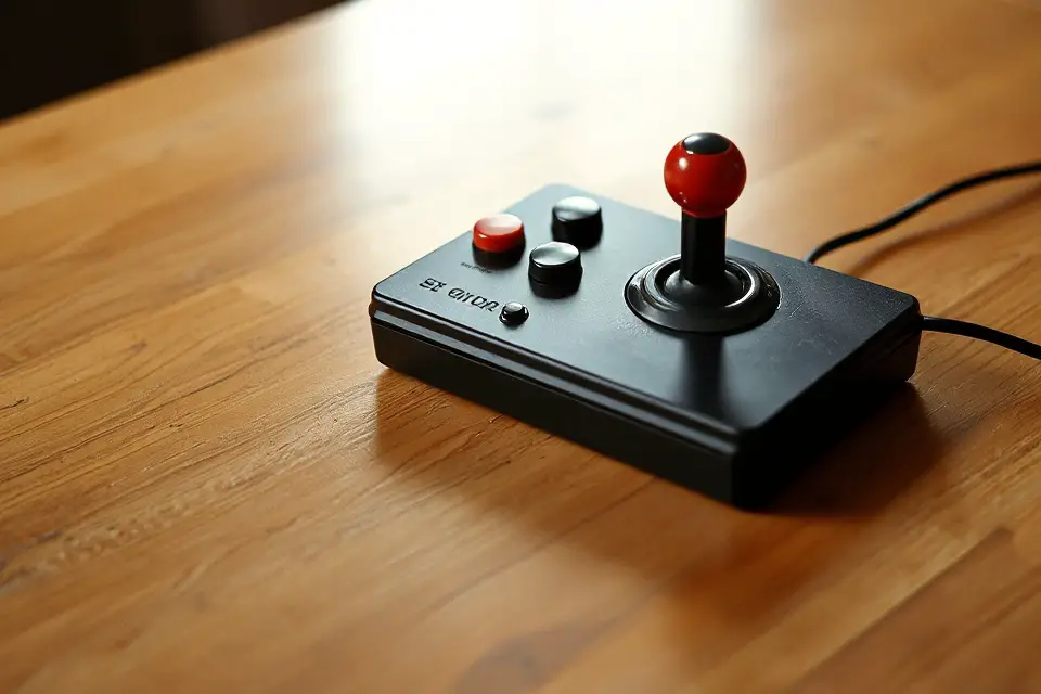 joystick on wooden table