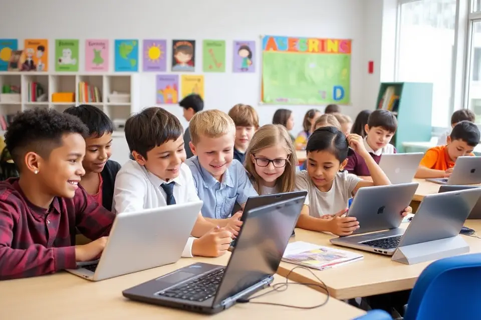 kids engaged with technology