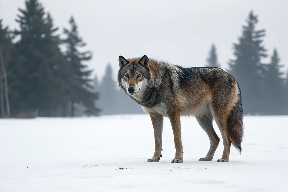 lone wolf snow photo