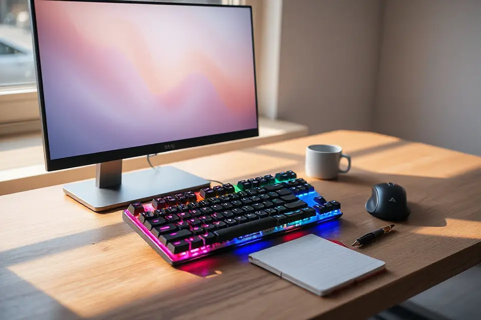 mechanical keyboard desk photo