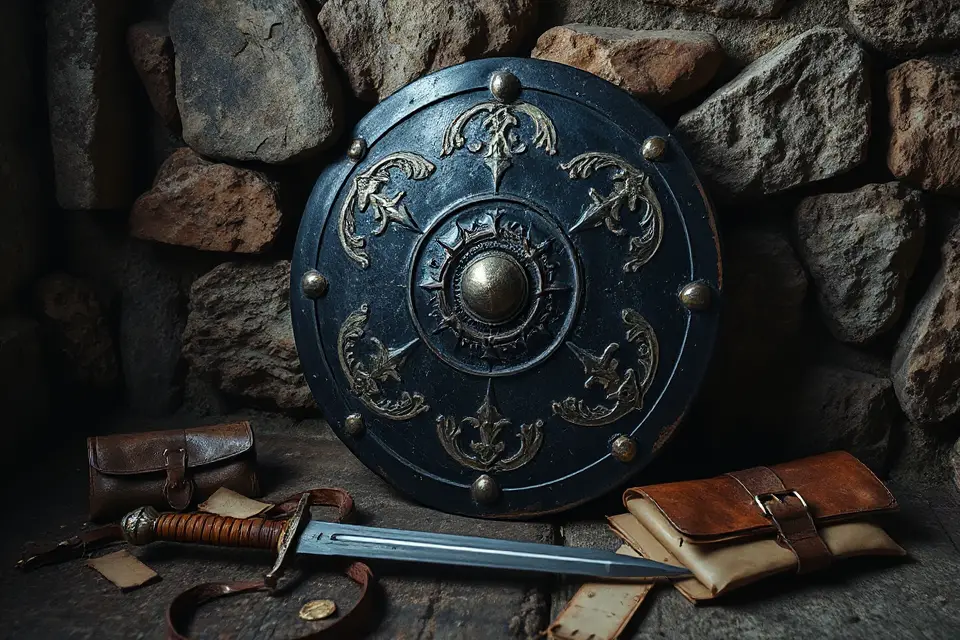 medieval shield stock photo