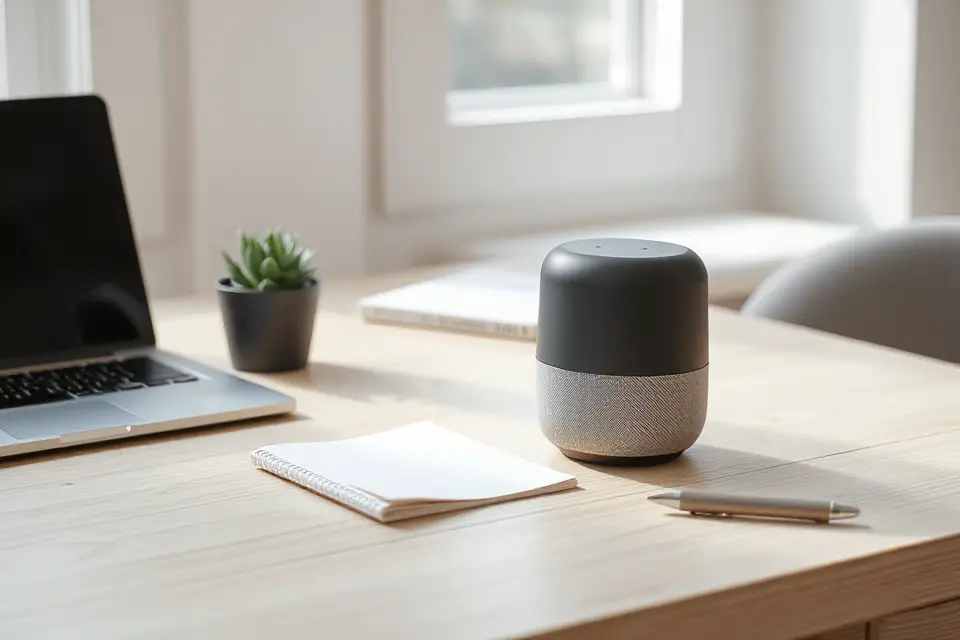 minimalist digital assistant workspace