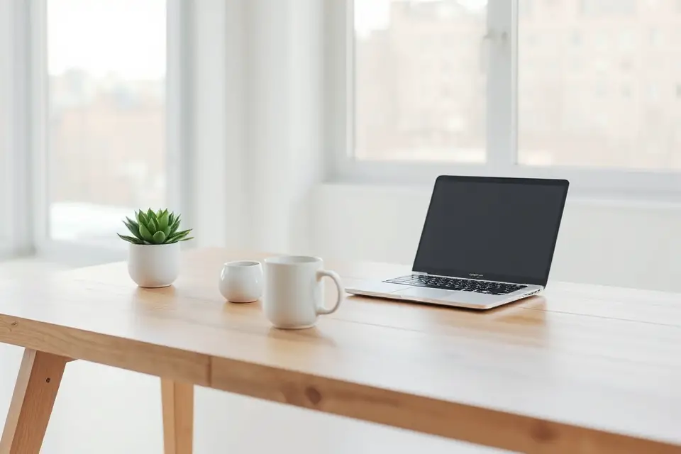 minimalistic workspace stock photo