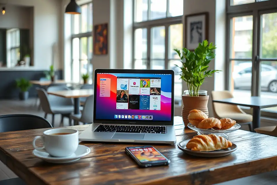 modern caf laptop ambiance