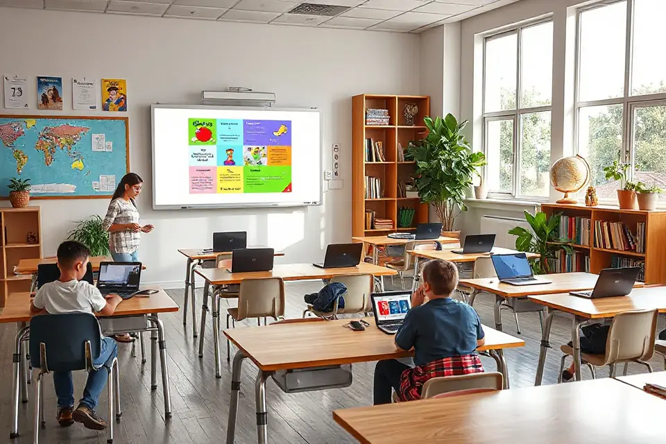 modern classroom with technology