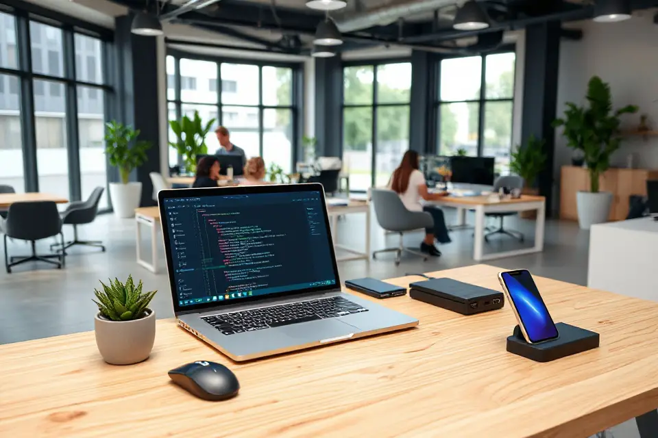modern tech workplace desk