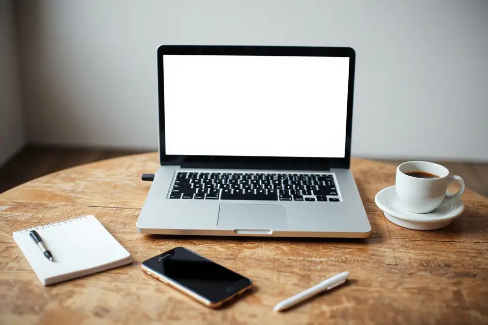 modern workspace laptop photo