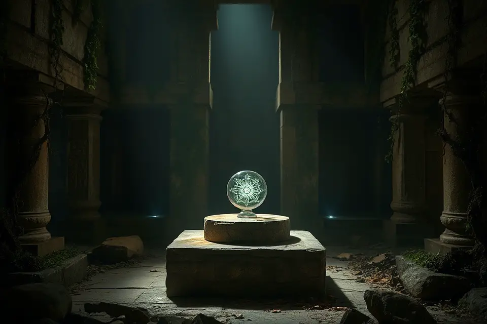 mysterious artifact on pedestal