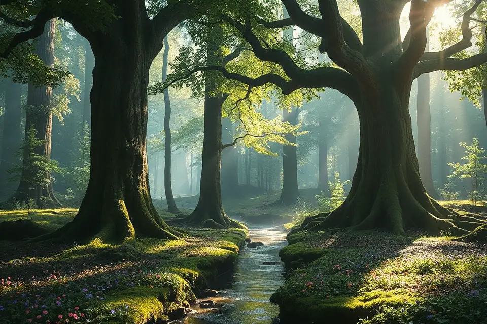 mystical forest stock photo