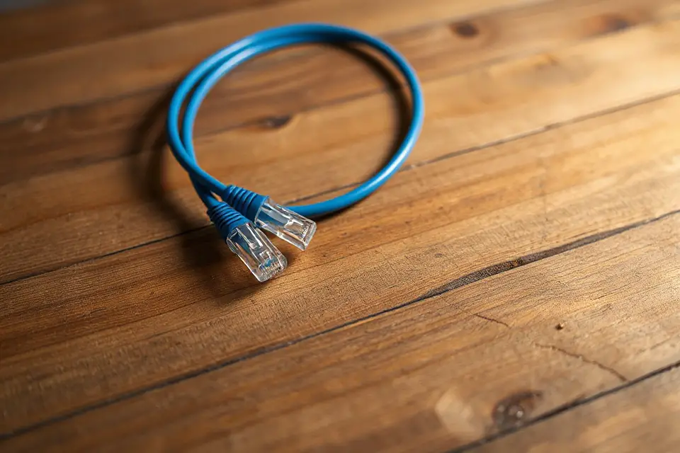 network cable wooden desk