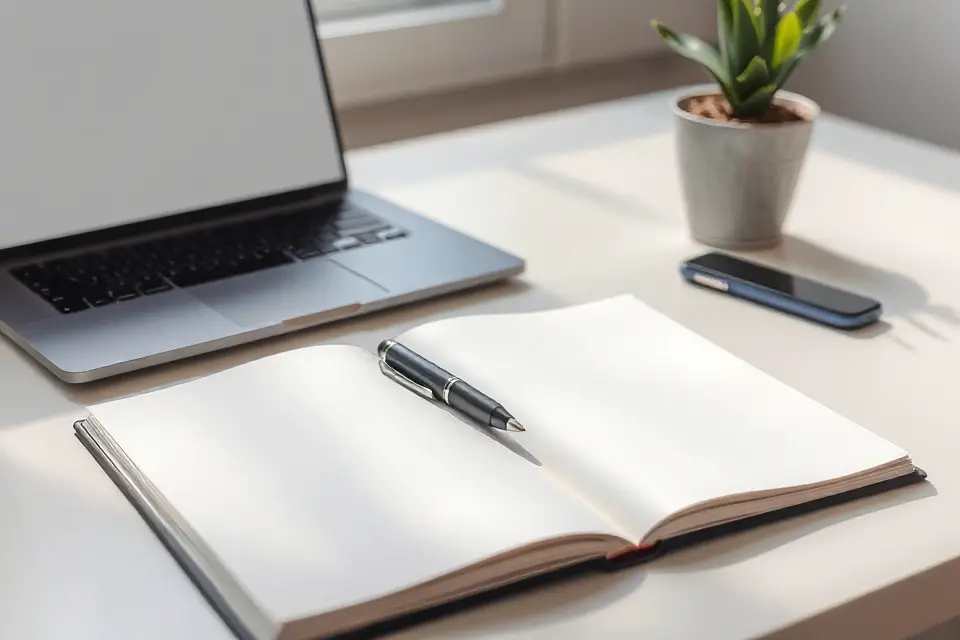 notepad and pen stock photo