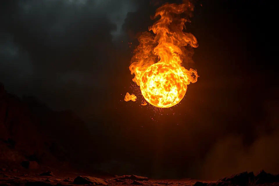 ominous fireball stock photo