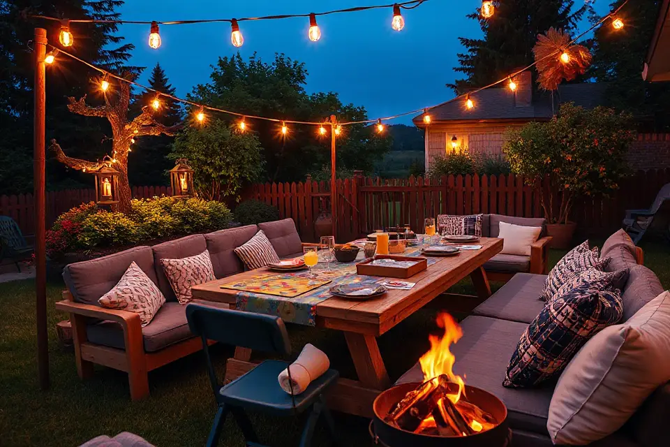 outdoor game night setup