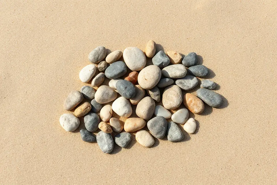 pebble arrangement on sand