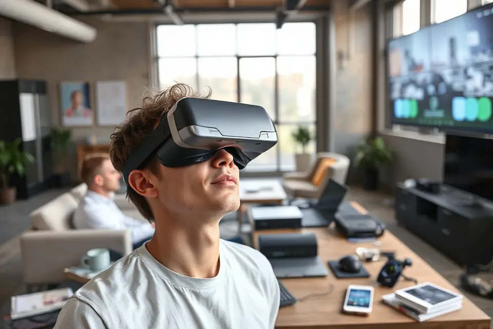 person using vr goggles