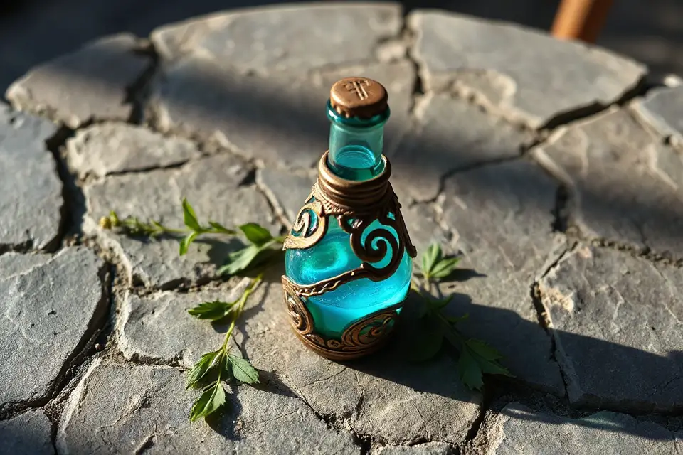 potion bottle on stone