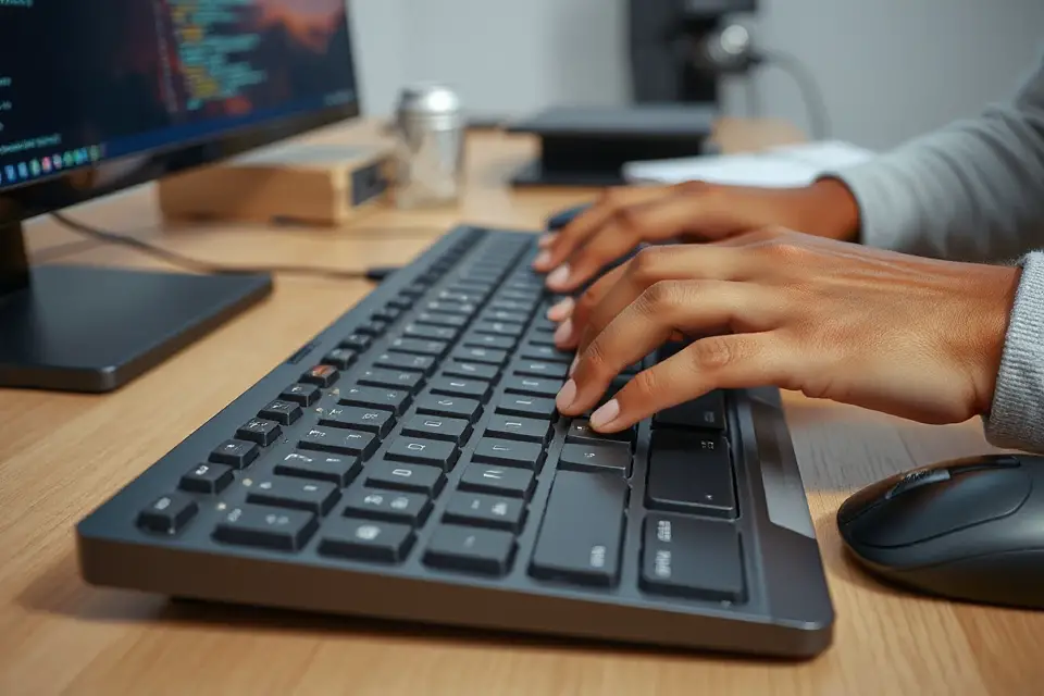programmer typing on keyboard