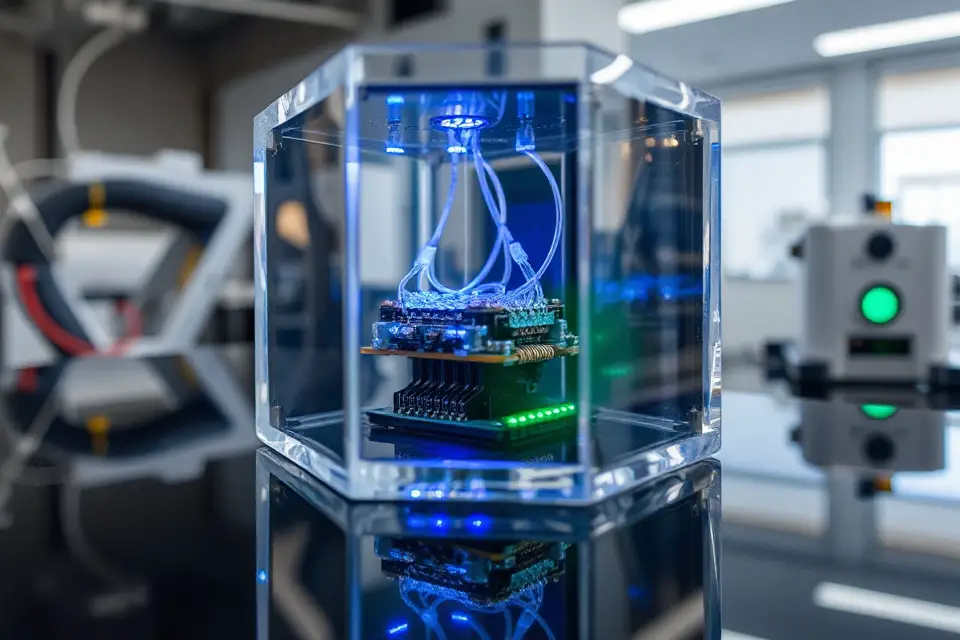 quantum experiment stock photo