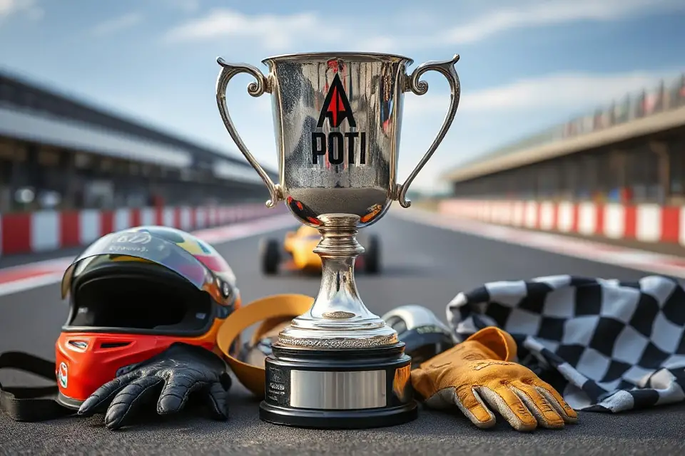 racing trophy and equipment