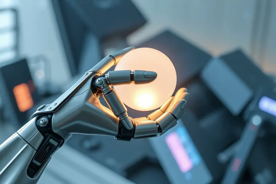 robot hand glowing orb