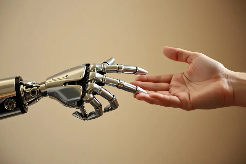 robot hand meets human