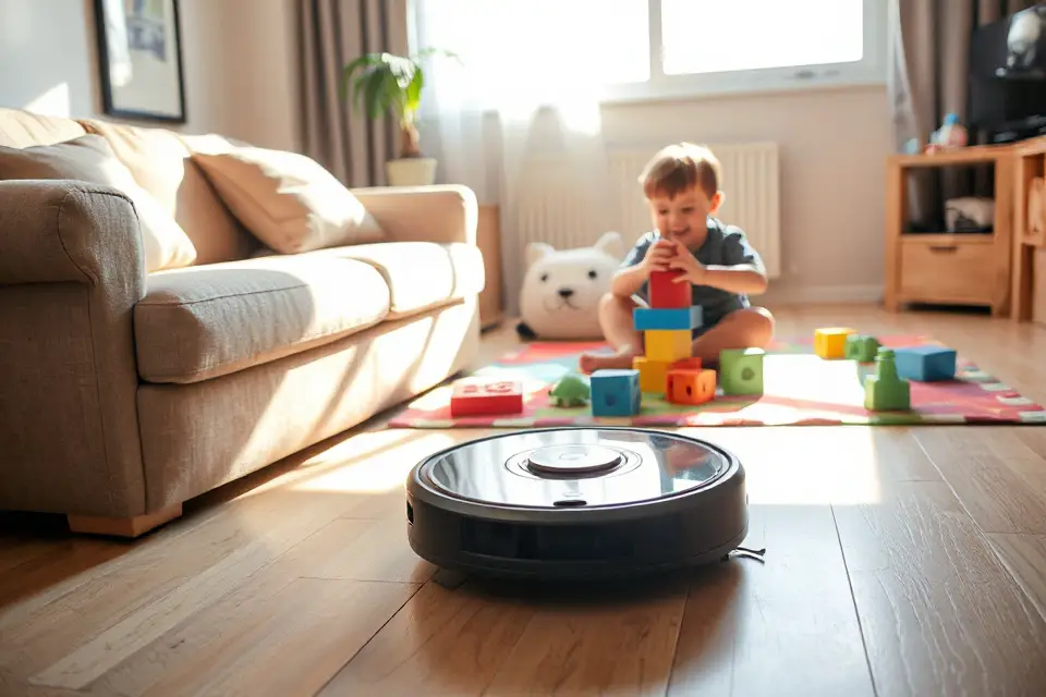 robot vacuum and child