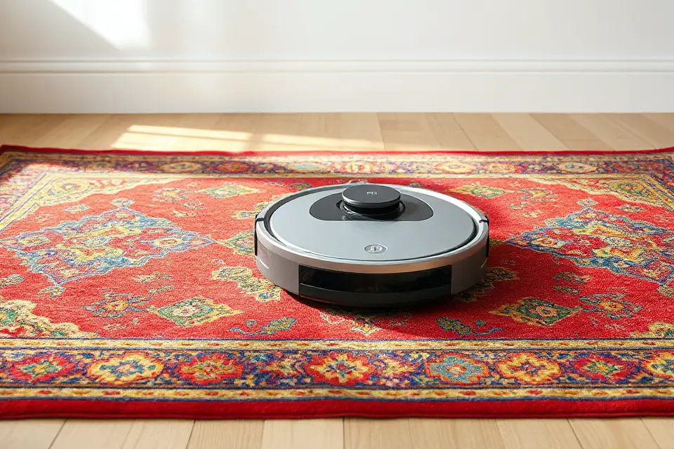 robot vacuum colorful rug
