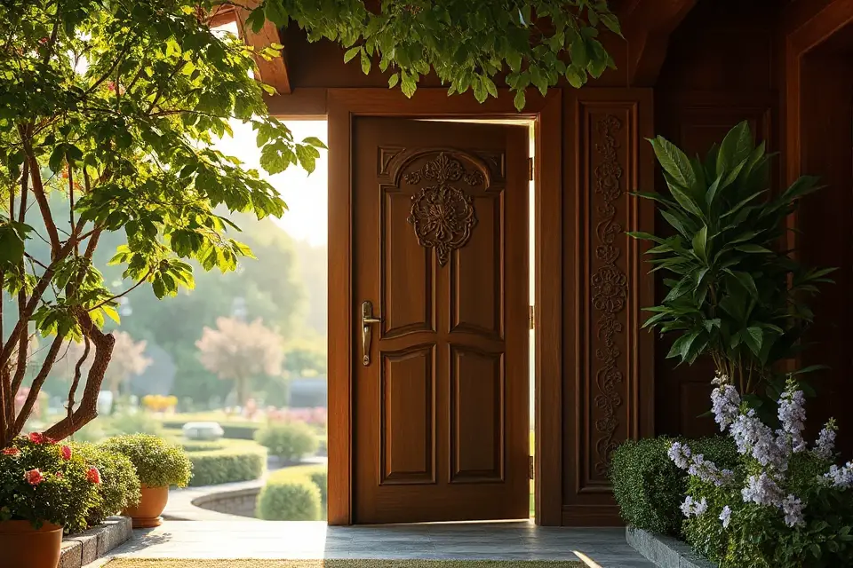 serene tranquil doorway photo