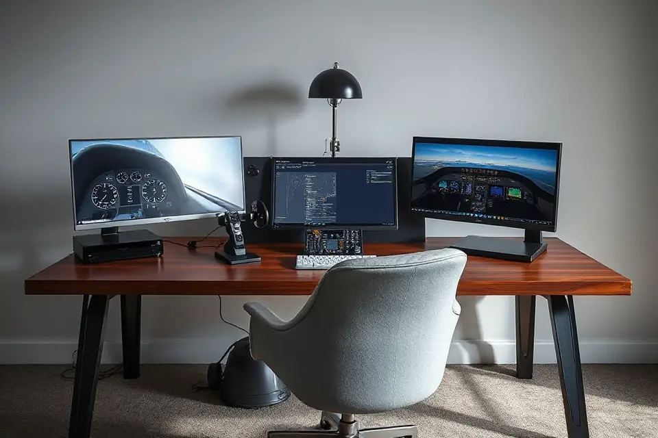 sleek flight simulator setup