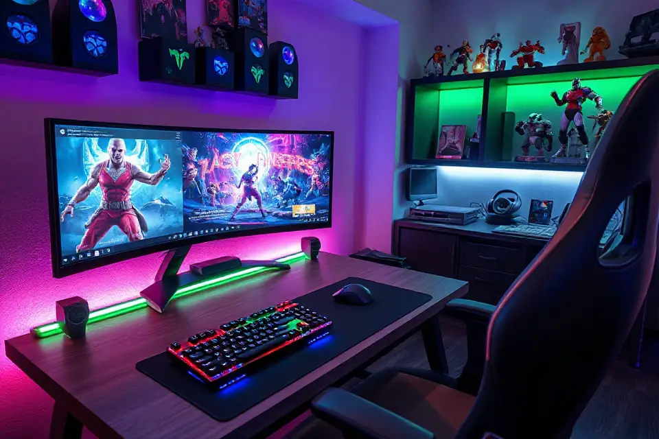 sleek gaming computer setup