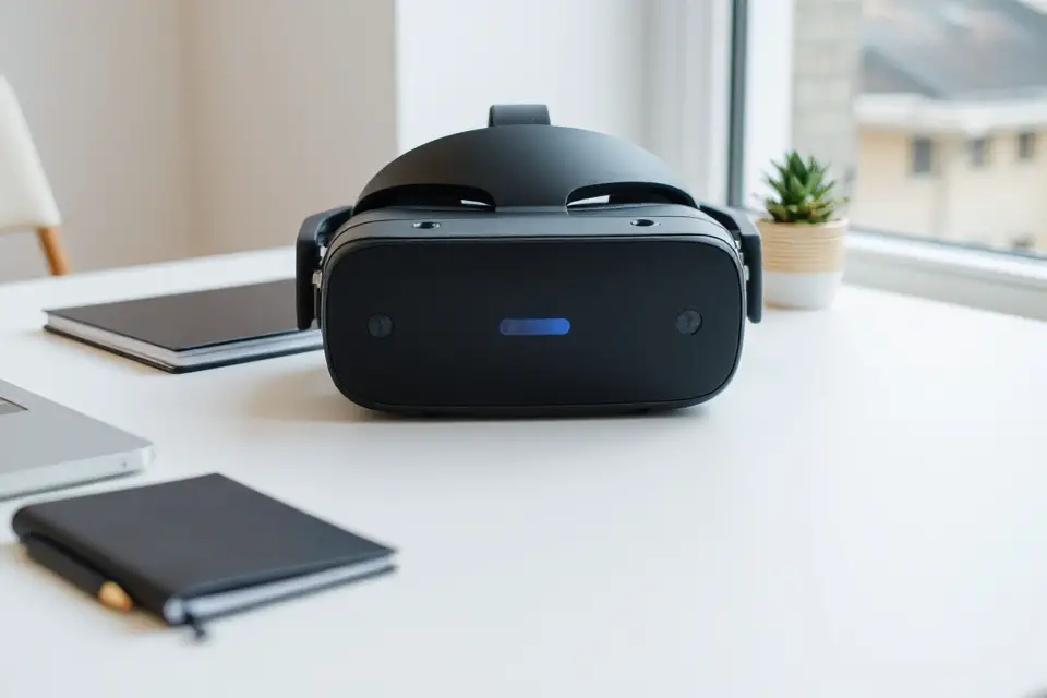 sleek vr headset minimalist desk