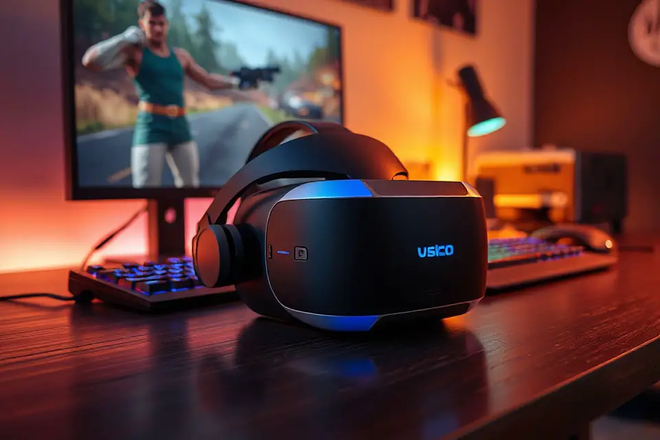 sleek vr headset stock photo