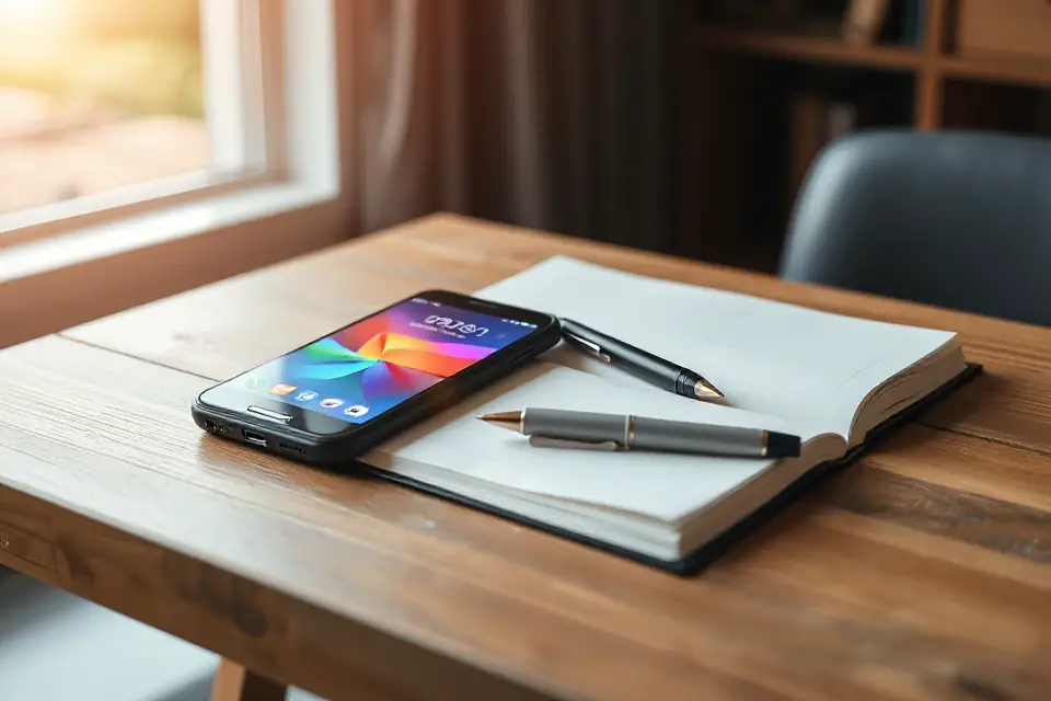 smartphone and notepad image