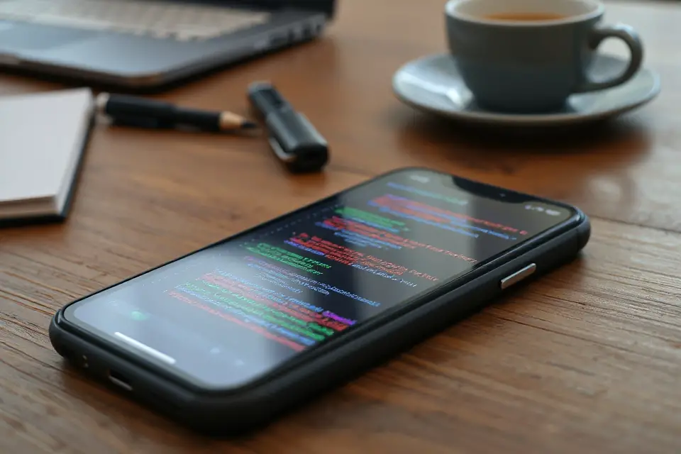 smartphone code stock photo