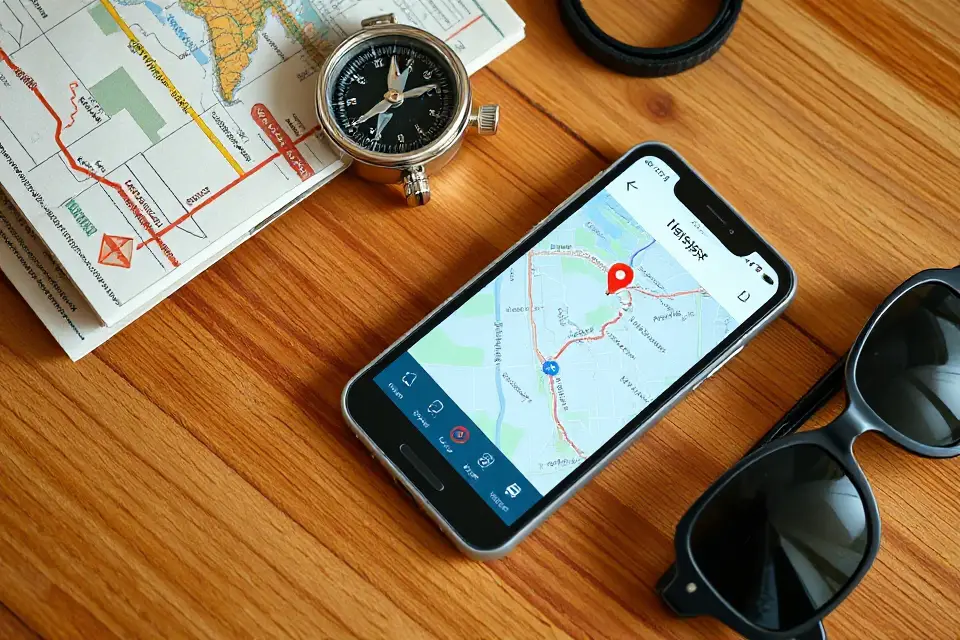 smartphone gps app stock photo