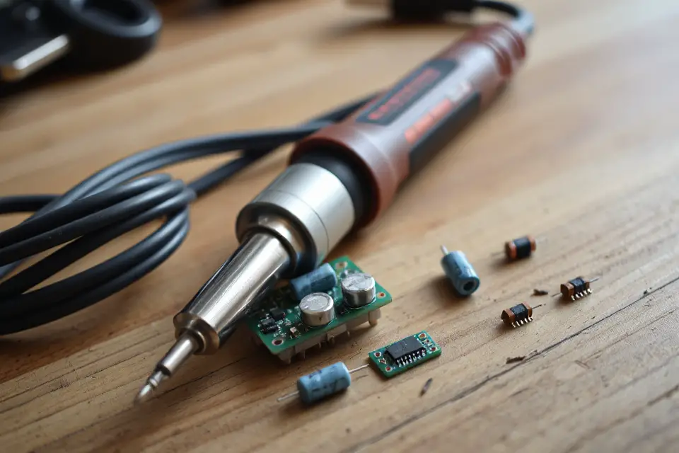 soldering iron stock photo