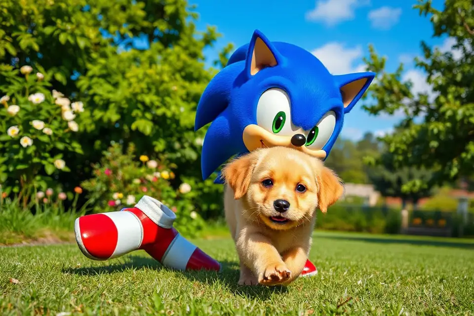 sonic and playful pet