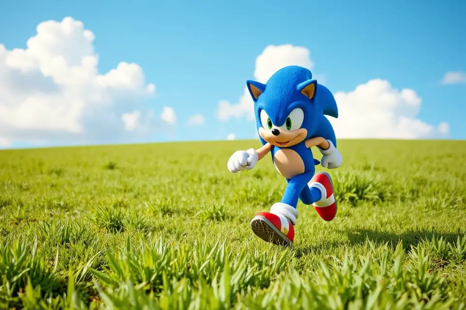 sonic on green grass