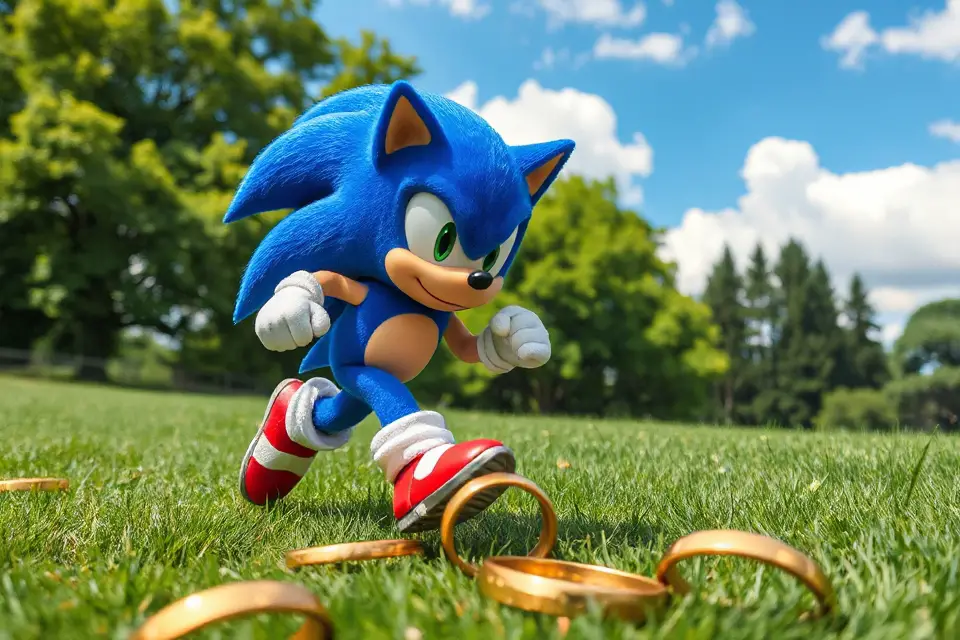 sonic surrounded by rings