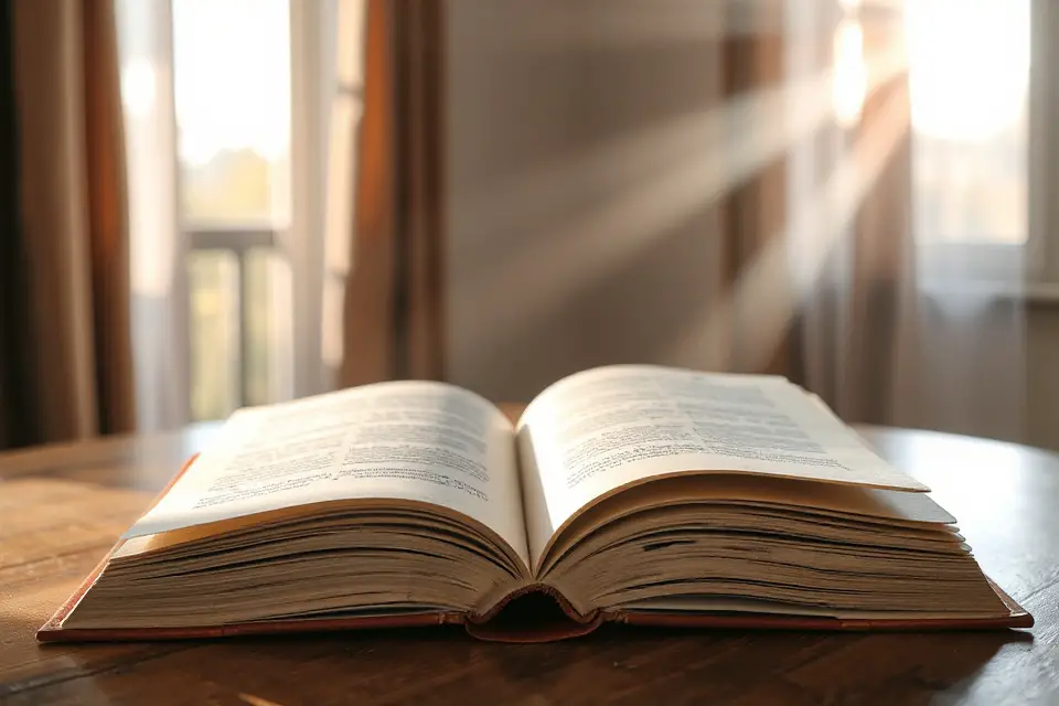 sunlit open book photo
