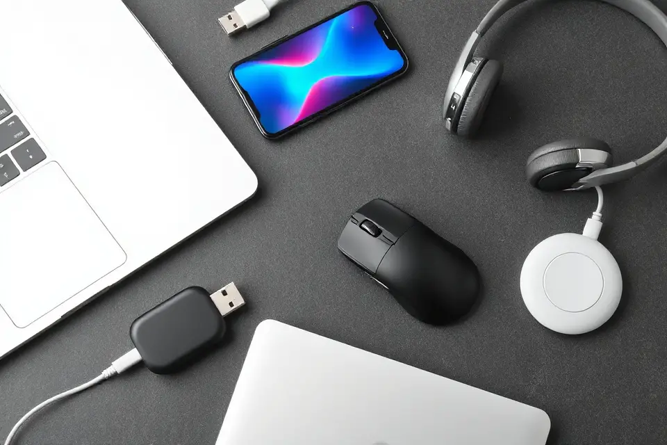 tech themed flat lay photo