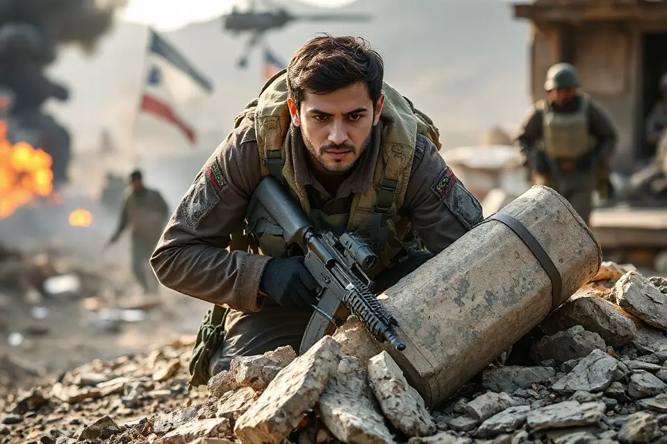 thrilling soldier in action