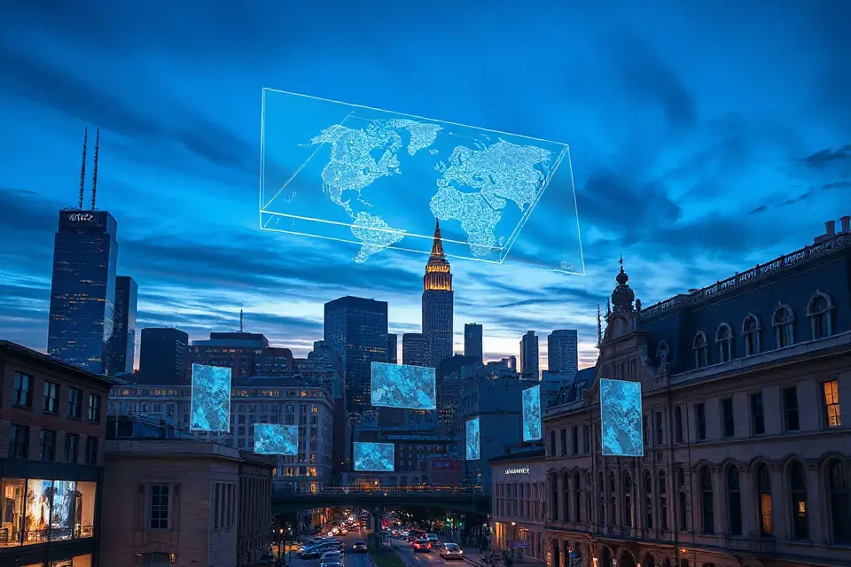 urban skyline with ar