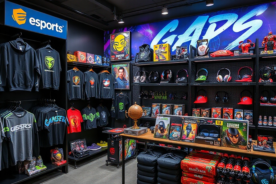 vibrant esports merchandise display