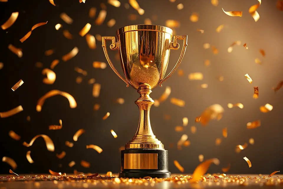 vibrant esports trophy celebration