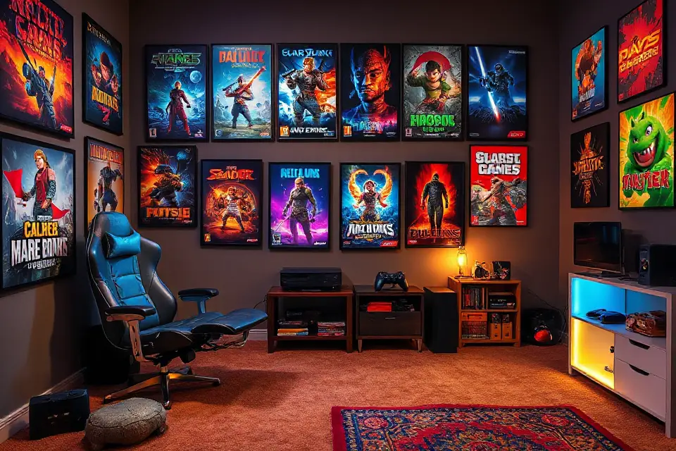 vibrant gaming room posters