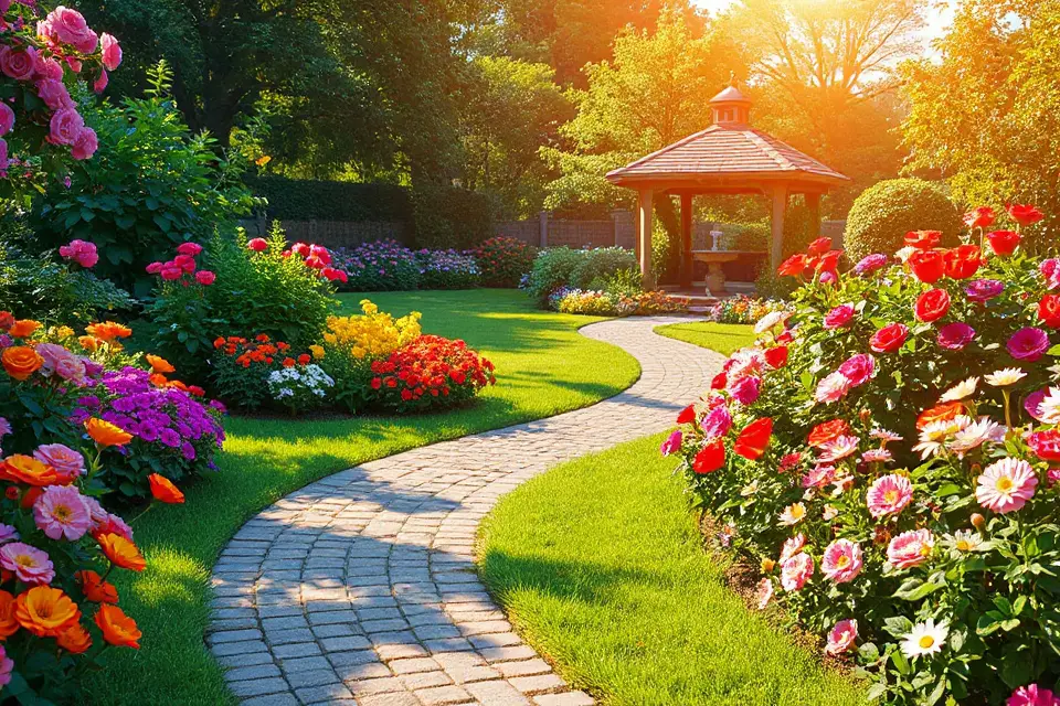 vibrant garden stock photo