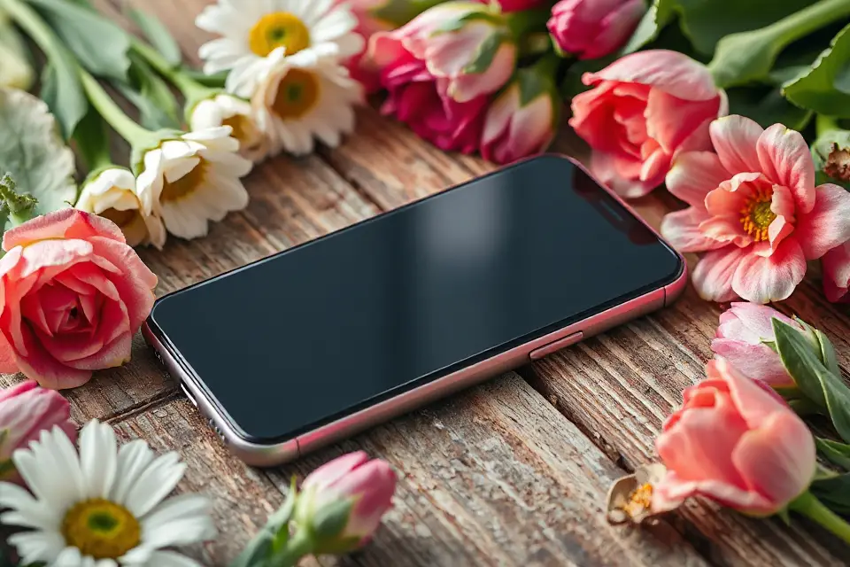 vibrant smartphone flower photo