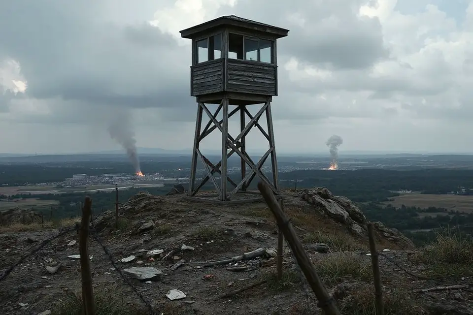 vigilant watchtower stock photo
